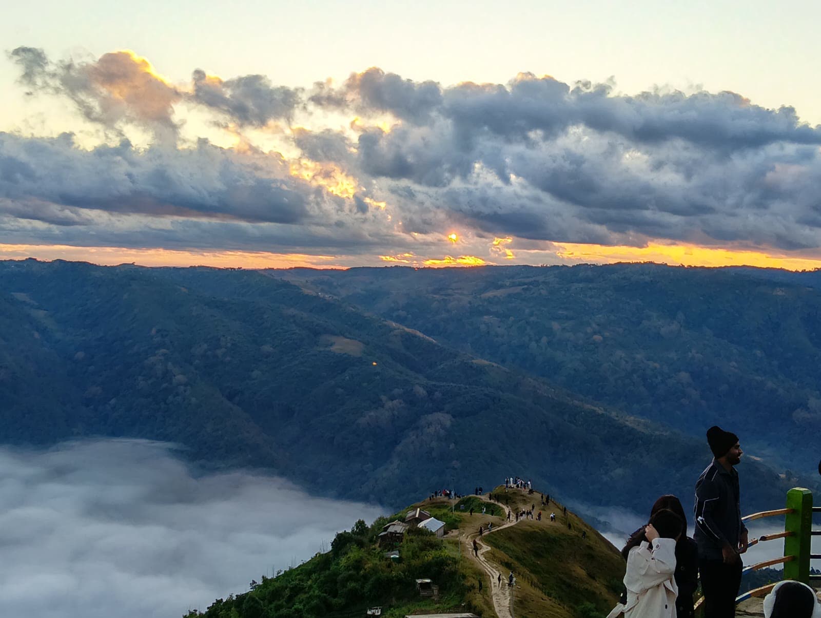 Sunrise over a sea of clouds at a viewpoint in the East Khasi Hills